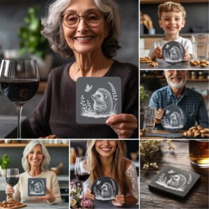 Baby Animals Coaster Engraving Files Bundle, Cute PNG