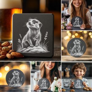 Baby Animals Coaster Engraving Files Bundle, Cute PNG
