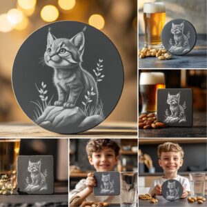 Baby Animals Coaster Engraving Files Bundle, Cute PNG