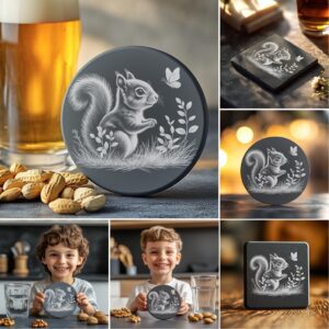 Baby Animals Coaster Engraving Files Bundle, Cute PNG
