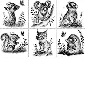 Baby Animals Coaster Engraving Files Bundle, Cute PNG