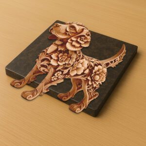 Beagle 3D Illusion Laser Engraving File, Floral Dog