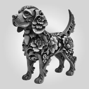 Beagle 3D Illusion Laser Engraving File, Floral Dog