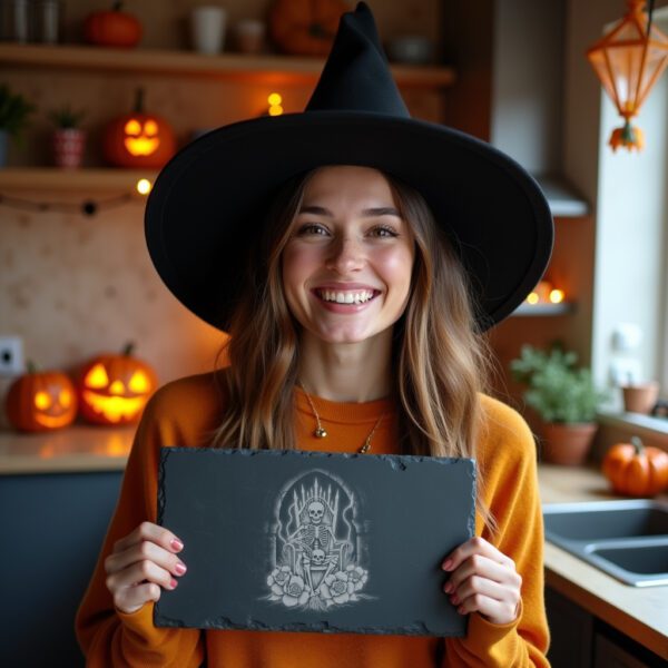 Bone Throne Laser Engraving File, Halloween Slate Cheese