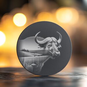 Buffalo Slate Coaster Engraving File, Wild Animal PNG,