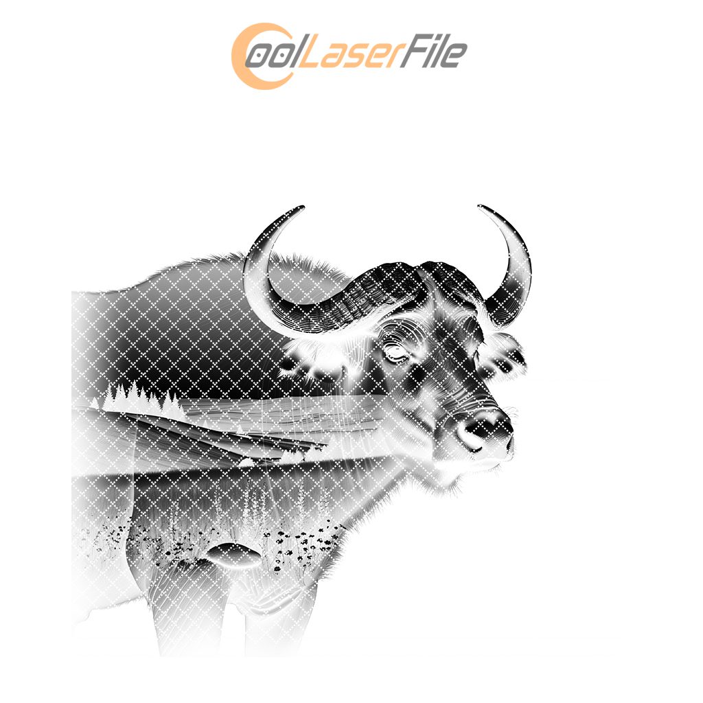 Buffalo Slate Coaster Engraving File, Wild Animal PNG,