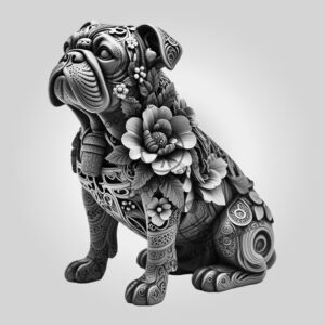 Bulldog 3D Illusion Laser Engraving File, Light Art