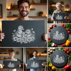 Bundle of 6 Slate Cheese Board Laser Engraving