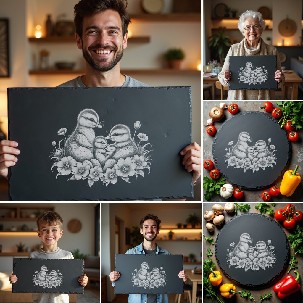 Bundle of 6 Slate Cheese Board Laser Engraving
