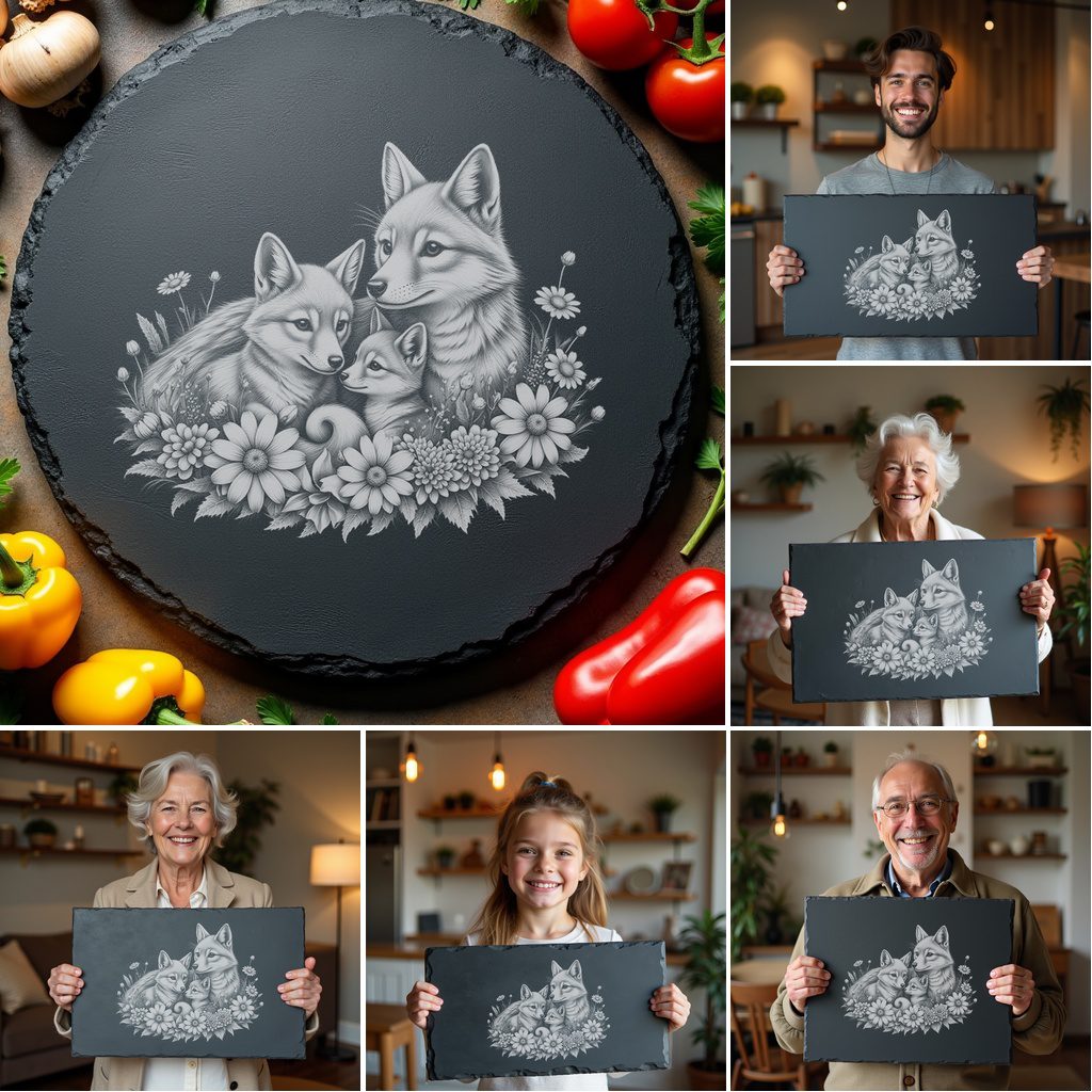 Bundle of 6 Slate Cheese Board Laser Engraving