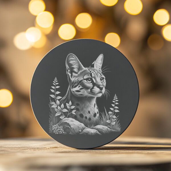 Cat Engraving Design for Slate Coaster, PNG File,