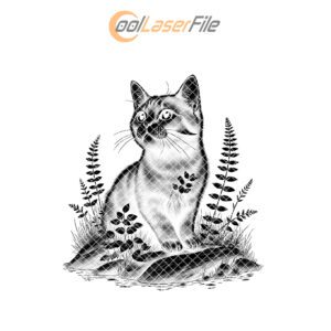 Cat on Rock Slate Coaster Engraving File, Unique