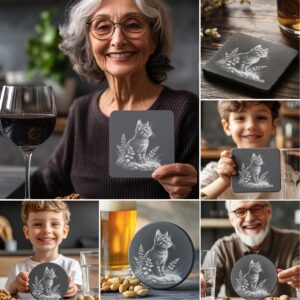 Cat Slate Coaster Laser Engraving Design Bundle, 6