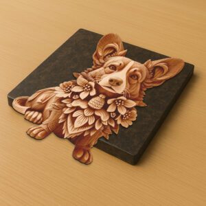 Corgi 3D Illusion Laser Engraving File, Digital Dog