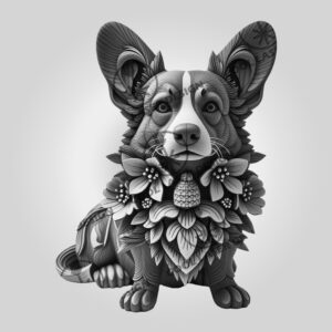 Corgi 3D Illusion Laser Engraving File, Digital Dog