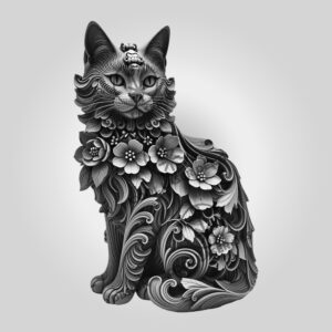 Cornish Rex Cat 3D Illusion Laser Engraving Template,