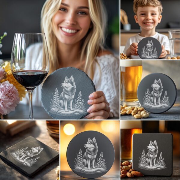 Dog Design Bundle, Slate Coaster Engraving Art, PNG