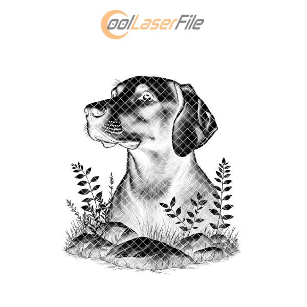 Dog in Grass and Rocks Slate Coaster Engraving