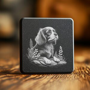 Dog in Grass Slate Coaster Engraving File, Rustic