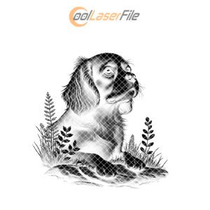 Dog in Grass Slate Coaster Engraving File, Rustic