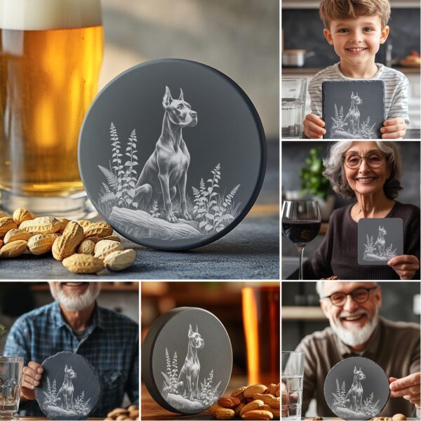 Dog on Rock Slate Coaster Laser Engraving Designs,