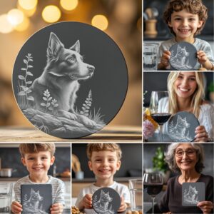 Dog Slate Coaster Engraving Designs Bundle, 6 PNG