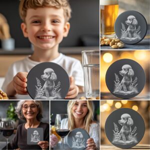 Dog Slate Coaster Engraving Designs Bundle, 6 PNG