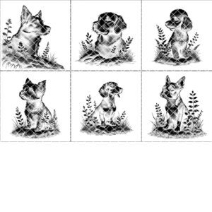 Dog Slate Coaster Engraving Designs Bundle, 6 PNG