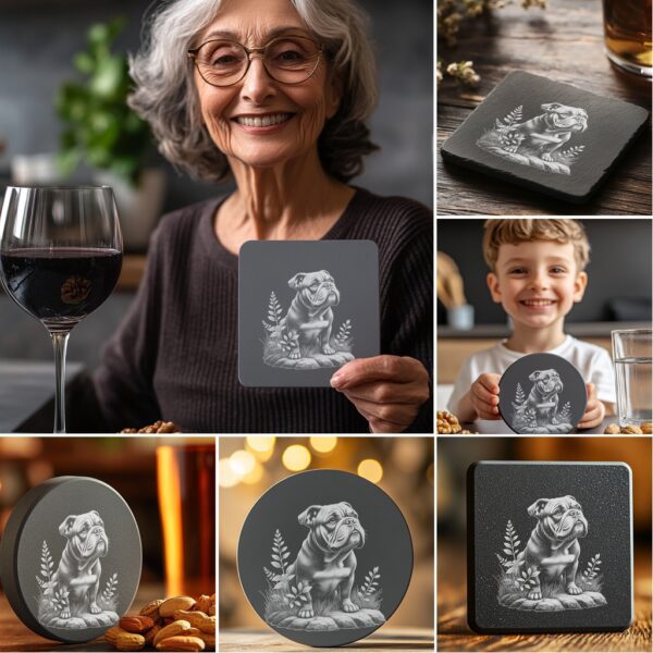 Dog Slate Coaster Engraving Designs, Rock Art PNG