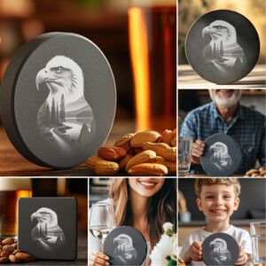 Eagle Double Exposure Coaster Laser Engraving Design Bundle,