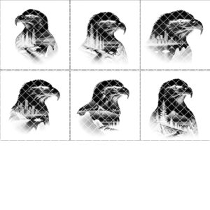 Eagle Double Exposure Coaster Laser Engraving Design Bundle,