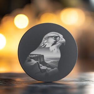 Falcon Slate Coaster Engraving File, Wild Animal Rustic
