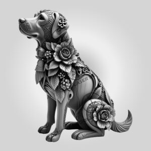 Floral Labrador 3D Illusion Laser Engraving File, Pet
