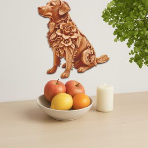 Golden Retriever 3D Illusion Laser Engraving File, Floral