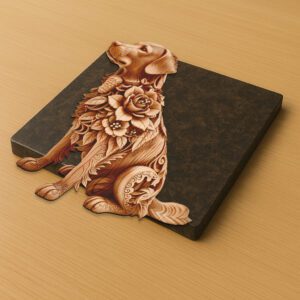 Golden Retriever 3D Illusion Laser Engraving File, Floral
