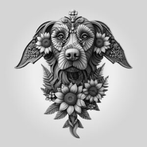 Golden Retriever 3D Illusion Laser Engraving File, Floral