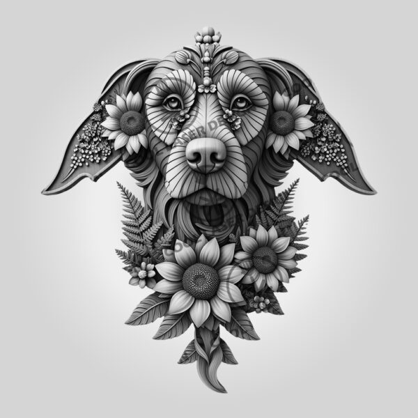 Golden Retriever 3D Illusion Laser Engraving File, Floral