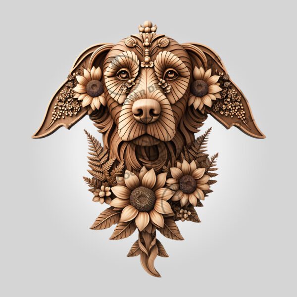 Golden Retriever 3D Illusion Laser Engraving File, Floral
