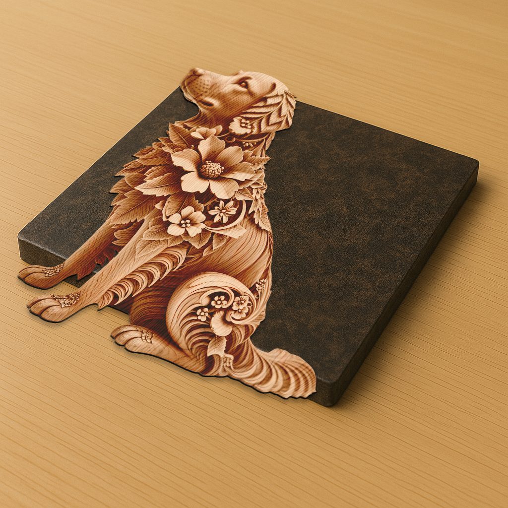 Golden Retriever 3D Illusion Laser Engraving File, Unique
