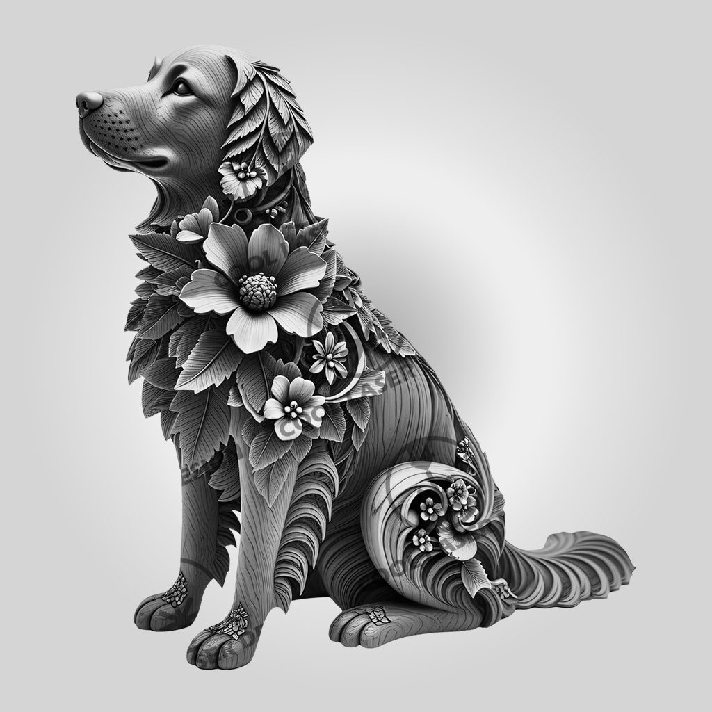 Golden Retriever 3D Illusion Laser Engraving File, Unique