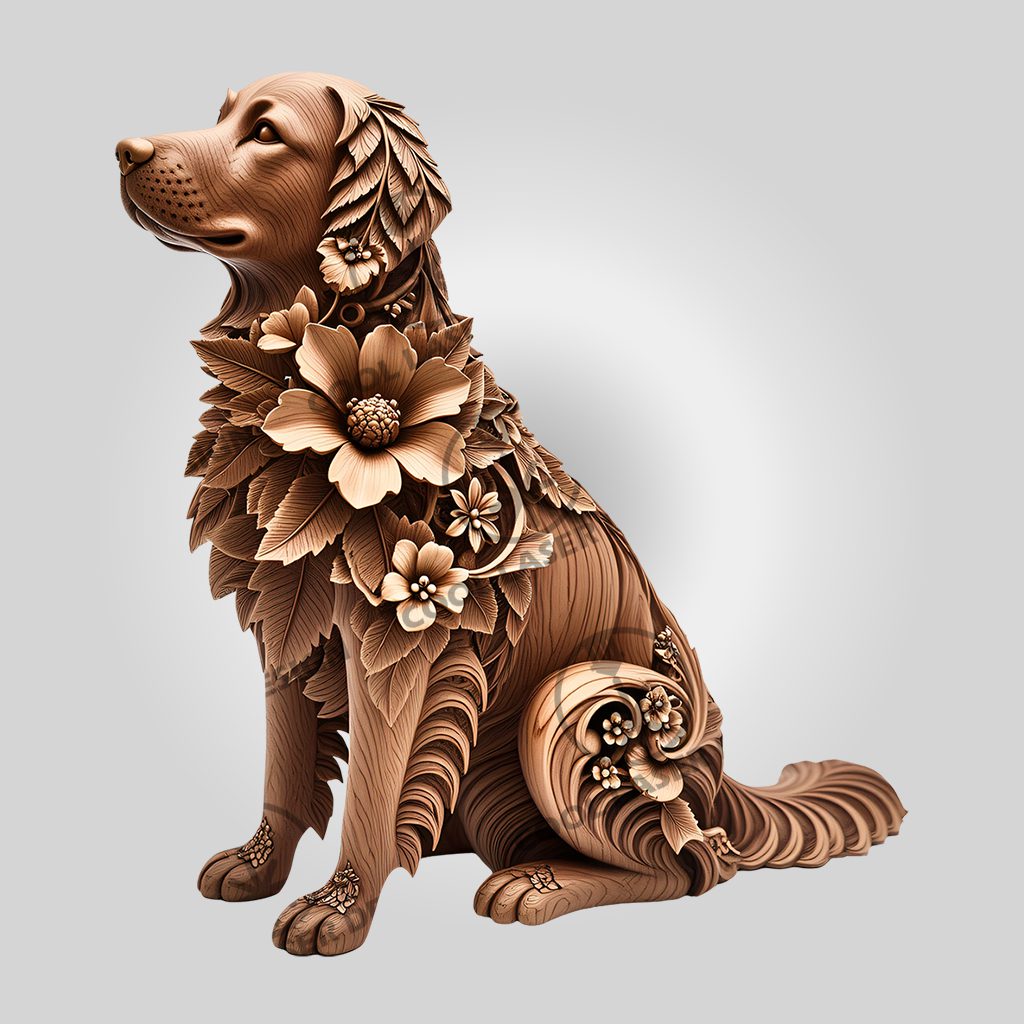 Golden Retriever 3D Illusion Laser Engraving File, Unique