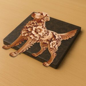 Golden Retriever 3D Laser Engraving File, Unique Pet