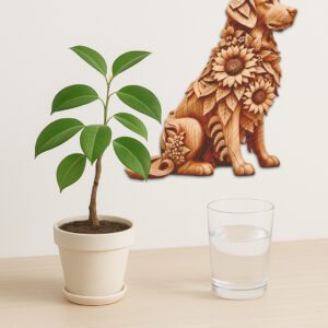 Golden Retriever 3D Laser Engraving Floral Art, Dog