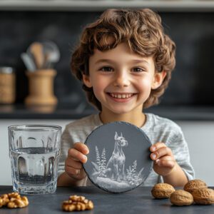 Great Dane Laser Engraved PNG Slate Coaster File,