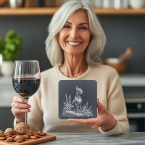 Great Dane Laser Engraved PNG Slate Coaster File,