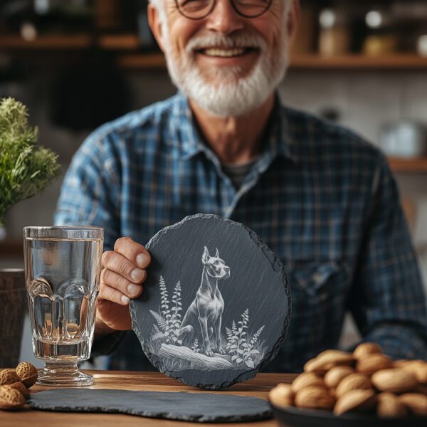 Great Dane Laser Engraved PNG Slate Coaster File,