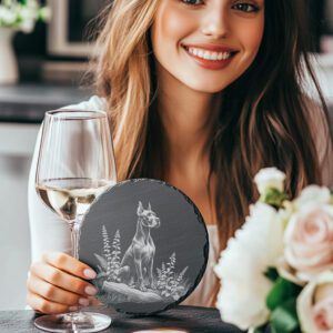 Great Dane Laser Engraved PNG Slate Coaster File,