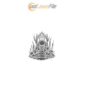 Grim Skull Halloween Laser Engraving PNG for Slate