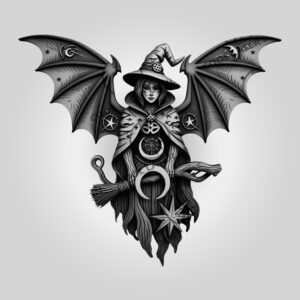 Halloween 3D Bat Winged Witch Silhouette Laser Engraver