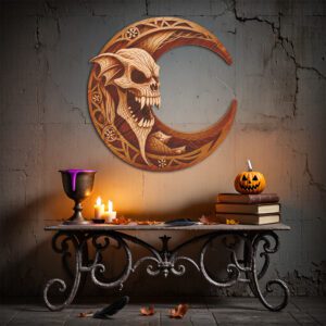 Halloween 3D Crescent Moon Emblem, Wicked Laser Engraving